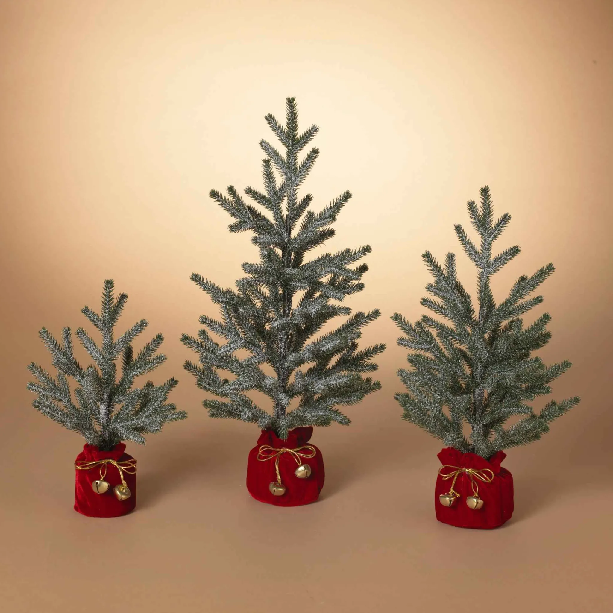 Gerson International Set Of 3 Holiday Pine Trees With Christmas Jingle Bell Base
