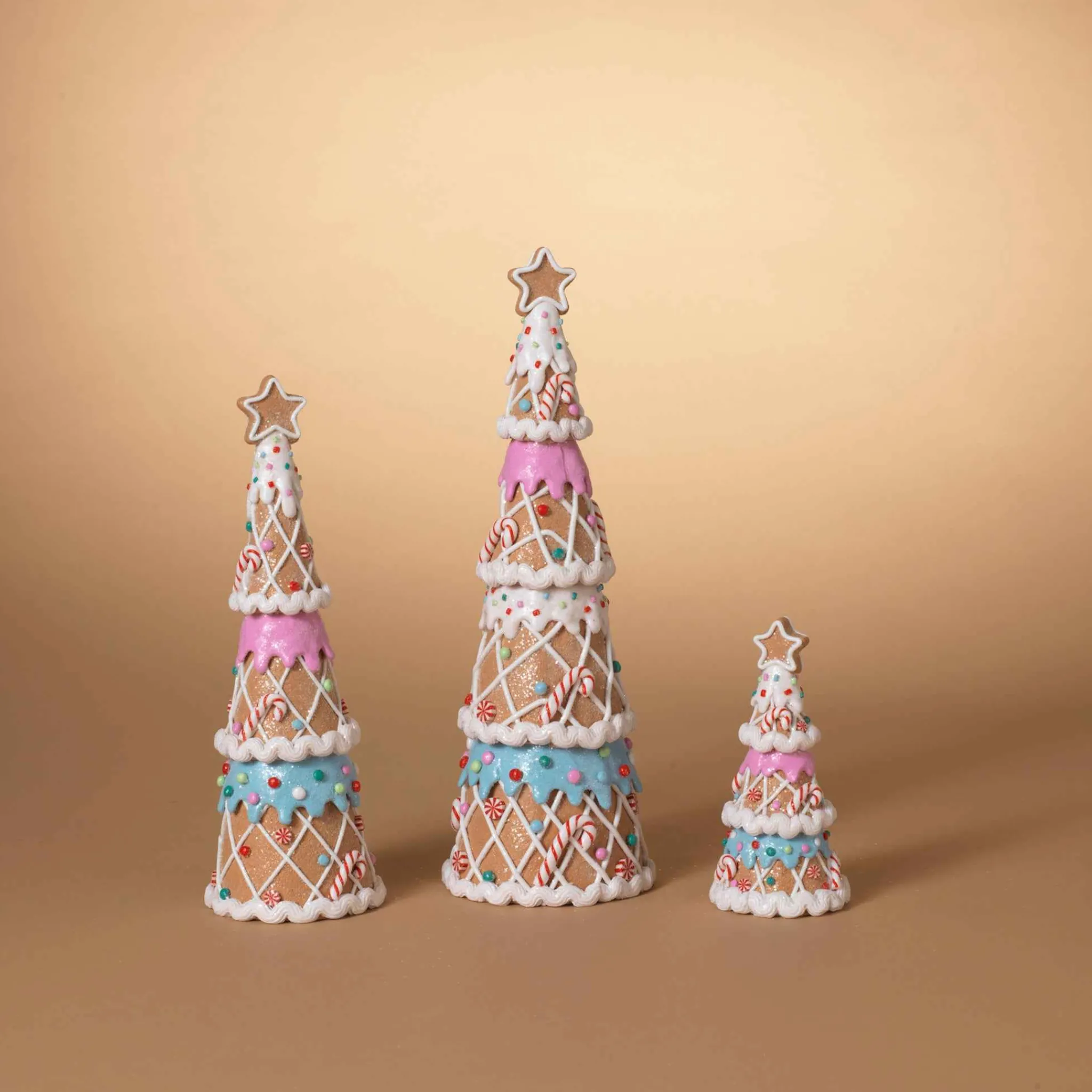 Gerson International Set Of 3 Pastel Gingerbread Trees