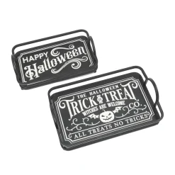 Gerson International Set Of 2 Spooky Happy Halloween Trays, Trick Or Treat Decor