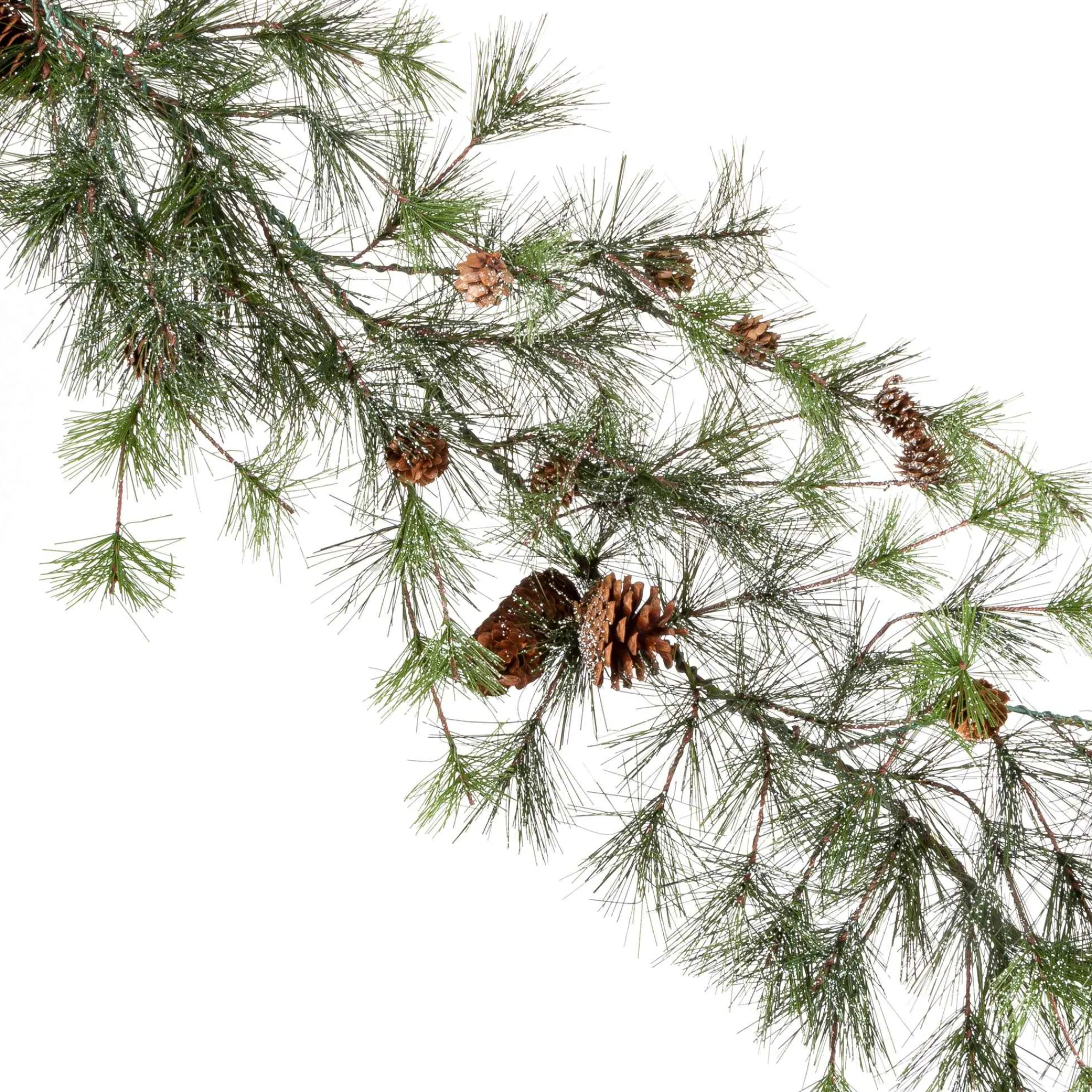 Gerson International Snowy Ming Pine Garland With Drooping Branches And Pinecones