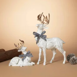 Gerson International Traditional Christmas Decor White Gold Reindeer Table Accent