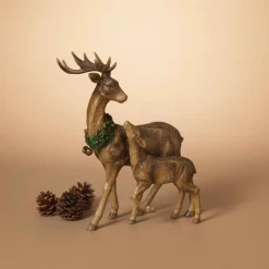 Gerson International Traditional Christmas Reindeer Decor With Baby Tabletop Accent