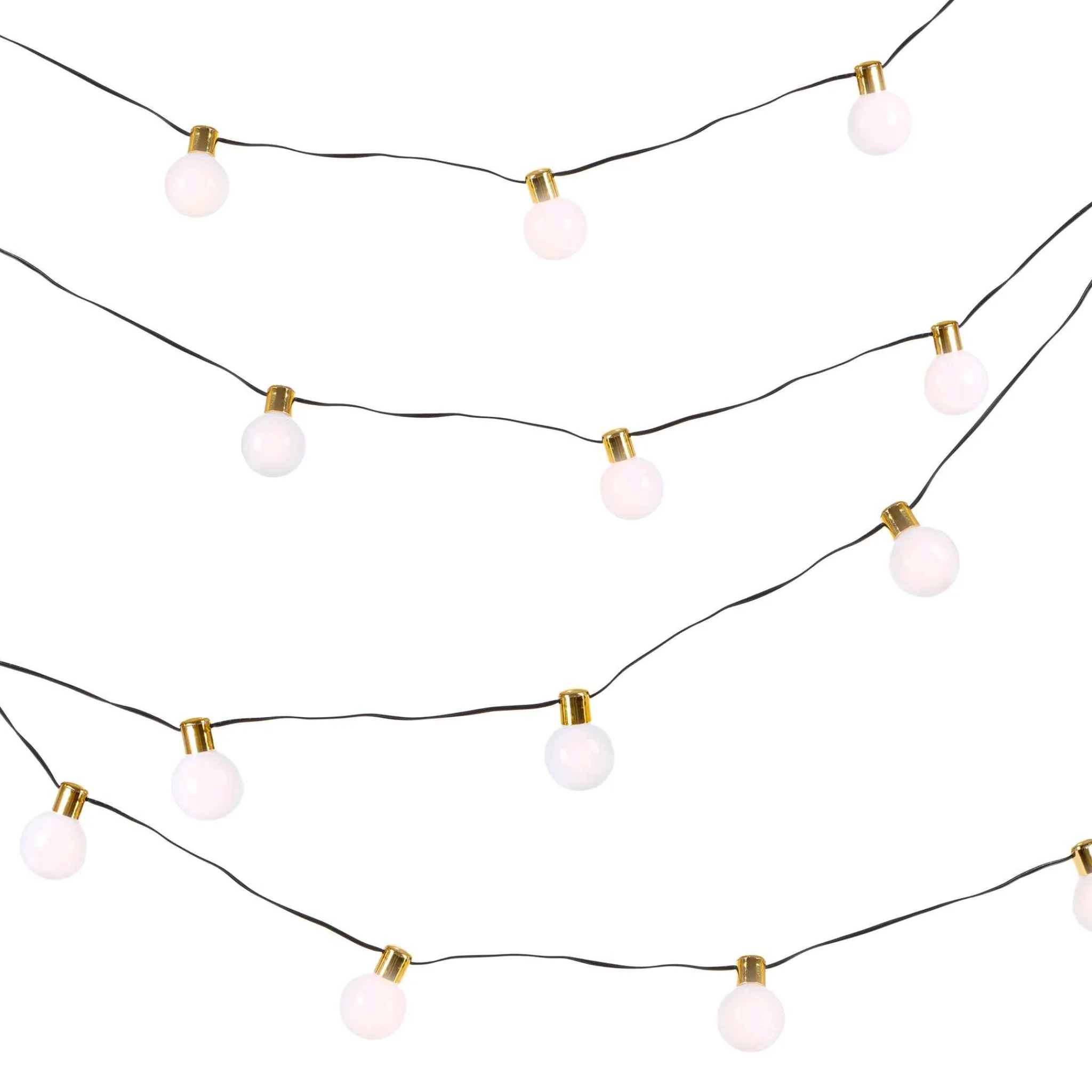 Gerson International White And Gold Light Garland, 30 Warm Battery Leds With Timer